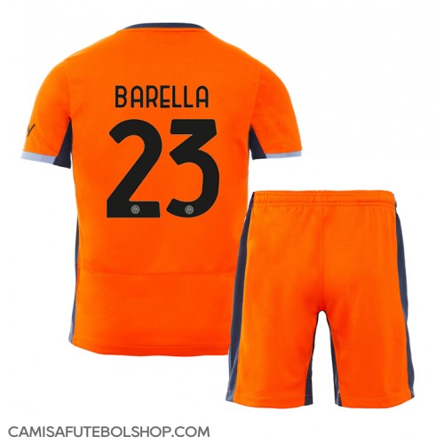 Camisa de time de futebol Inter Milan Nicolo Barella #23 Replicas 3º Equipamento Infantil 2023-24 Manga Curta (+ Calças curtas)